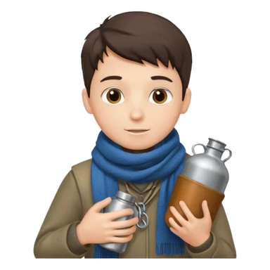 Boy + scarf + canteen sticker