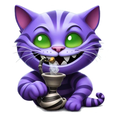 Cheshire Cat smoking a hookah, iOS emoji style art sticker
