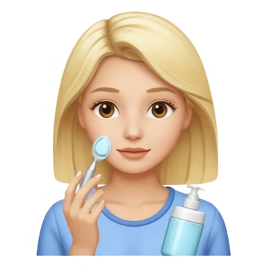 Mujer rubia haciéndose el skincare sticker