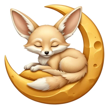fennec sleeping on a moon sickle  sticker