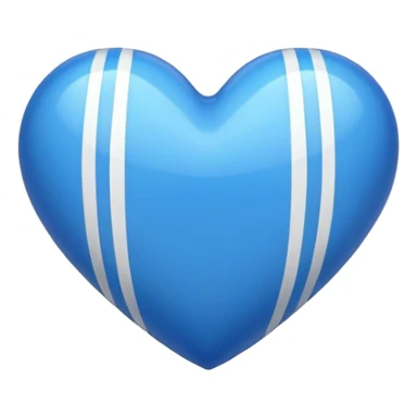 Glossy blue heart with straight athletic stripes going down the side sticker
