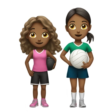 Girl with volleyball and little girl too sticker