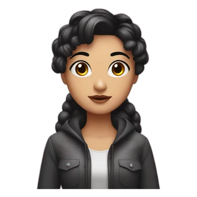 girl with black hair thick black eyebrow with sparkles who is a ux designer with a passion in AI sticker