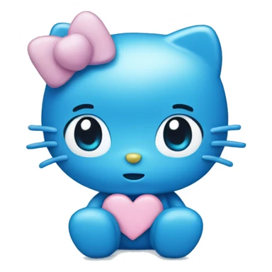 Blue hello kitty with a blue pastel heart sticker
