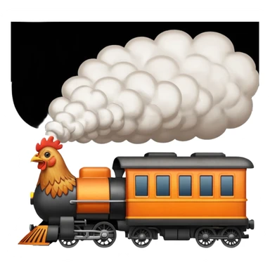Chicken eating a train while the chicken is exploding sticker