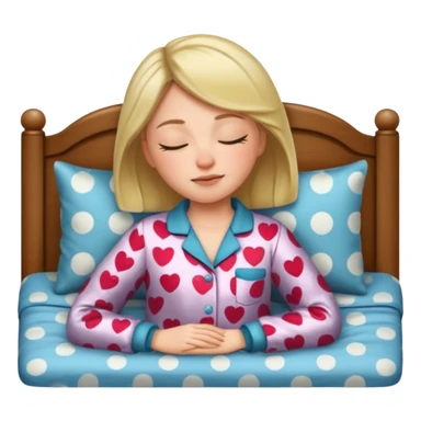 woman in pajamas sleeping on a bed at night, apple memoji style sticker