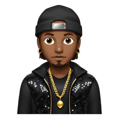 Mystikal, Rapper with dark brown hair, black sequin outfit sticker