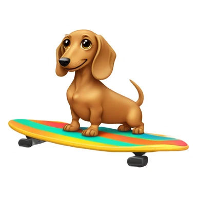 Long haired light hair weenie dog surfing sticker