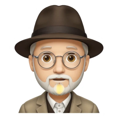 rabbi with white goatee, fedora, round rimmed glasses sticker