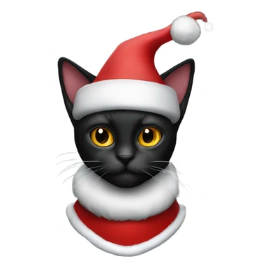 Black cat wearing a Santa hat  sticker