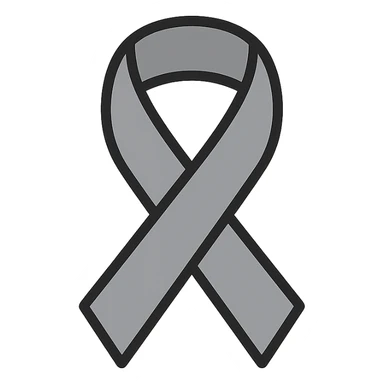 gray ribbon symbolizing brain cancer awareness, minimal, flat design sticker