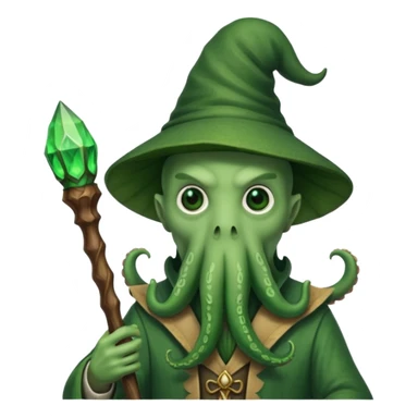 Cthulhu octopus head guy holding wizard wand  sticker