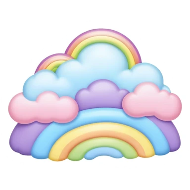 melted pastel rainbow puffy landscape  sticker