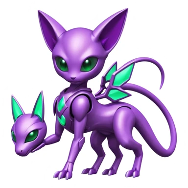 Futuristic armored cyber-Mewtwo-Sableye-Genesect-Deoxys-Espeon-alien-hybrid-fusion sticker