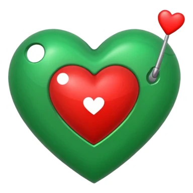 Signo de interrogación verde y un corazón para remplazar el punto verde sticker