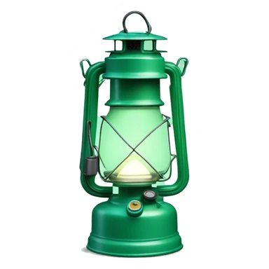 Realistic camping mint green lit camping lantern lisolated. sticker
