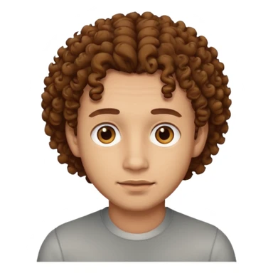 A man with curly hair and light skin with brown eyes ￼ sticker