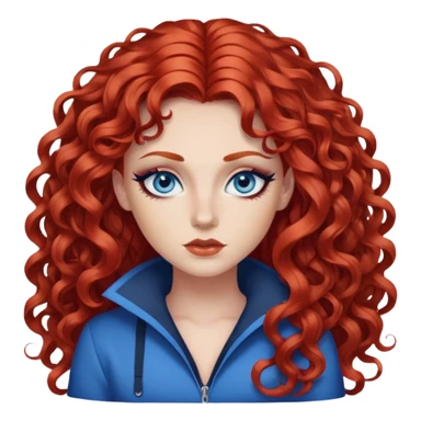 pretty long hair cury red hair baddie with eyeliner and blue eyes sticker