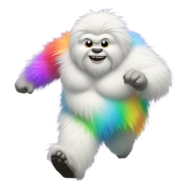 fat rainbow yeti running  sticker