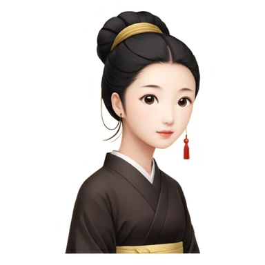 一个中长直发，平刘海，戴黑色框架眼镜的黄皮肤女生，穿着白色泡泡袖方领口娃娃衫，点缀着稀疏的棕色小花。下身是蓝色阔腿牛仔裤和粉色薄底布鞋。头上戴的是黑色画家帽。 sticker