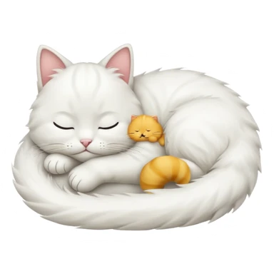 emoji of white sleeping cat with a tail hanging down sticker