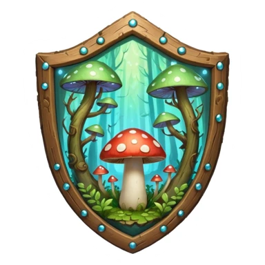 magical mushroom shield object icon, shield crafted from mushroom bark, glowing spores, fantasy forest design, soft green-blue aura, 3D cartoon, mobile game icon style, centered, clean background, no text, no watermark
 
 sticker