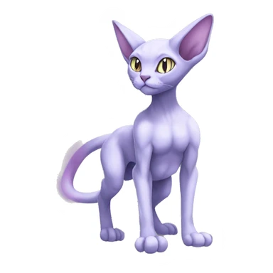 Anthro Mewtwo-Cat-Sphynx-Sona-Fakemon Nebula Full Body sticker