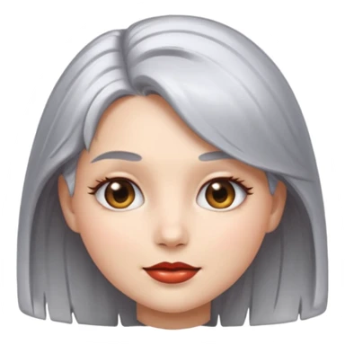 sexy Girl emoji with metallic silver hair, iOS emoji style, soft facial features, glossy chrome hair texture, minimal shading, clean background, modern aesthetic sticker