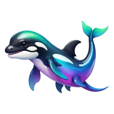white blacks colorful gradient shiny glossy Fakémon-Digimon-orca-reptile-dragon-lizard-creature-hybrid (full body) sticker