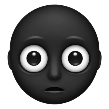 black face emoji, no mouth, two creepy eyes that look into your soul, not human-like sticker