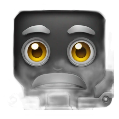 cute matte black robot face sticker
