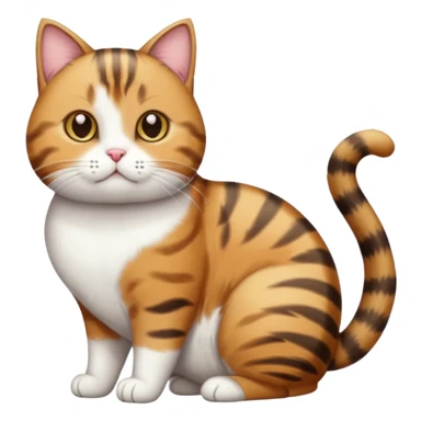full body torbie and white cat with small head and short but chubby body sticker
