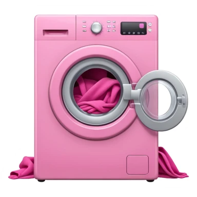 
pink washing machine mid-cycle with clothes tumbling inside sticker