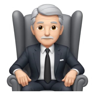 elderly businessman sitting in an armchair, wearing a formal suit and tie, gray hair, confident wise expression, corporate boss vibe, 3D cartoon style, mobile game icon style, clean background, no text, no watermark
 sticker