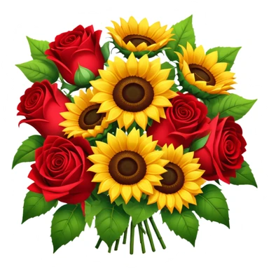 Sunflower and red rose bouquet  sticker