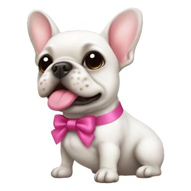 White frenchie with pink bow sticker