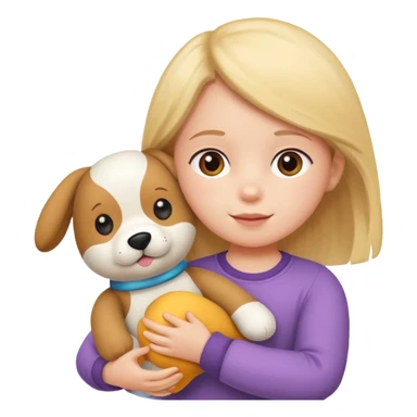 child with dog toy sticker