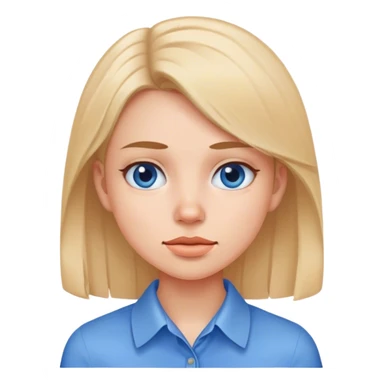 girl in blue collared shirt skinny face sticker
