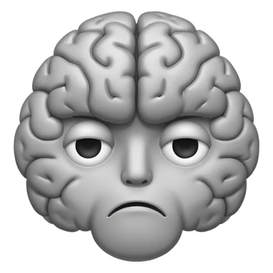 A sad, unhealthy brain with a frowning face, looking sick and tired sticker