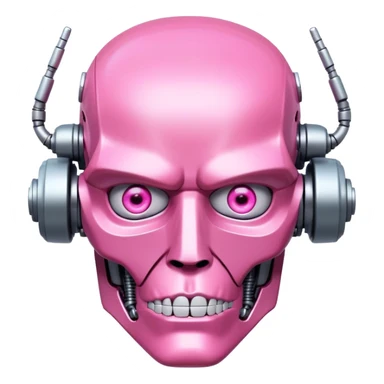 schwarzenegger-like pink terminator with pink robotic eye sticker