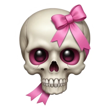 A skull with a small pink ribbon on the side of its head sticker