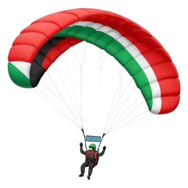 a paraglider flying a palestinian flag wing, respect scrupulously the correct shapes and colours of the palestinian flag, try again sticker