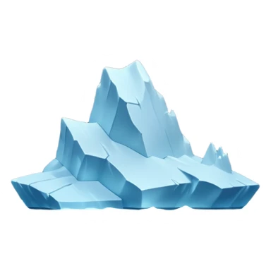 A 3D iceberg in Apple Memoji style, no face, smooth and glossy, floating in dark ocean at night, soft moonlight, subtle reflections, minimal style. A tiny ship in the distance approaching. Pixar-style render, cinematic and clean.
 sticker