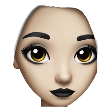 goth girl with long black hair & with white foundation and black eyeliner sticker