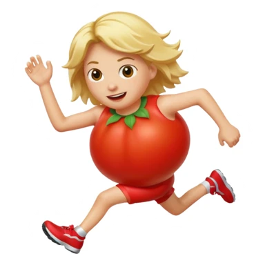running tomato with legs blond hair sticker
