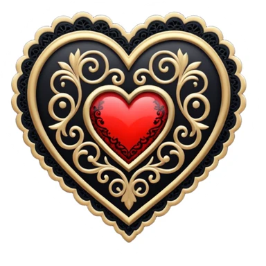 goth heart with a black lace medallion sticker