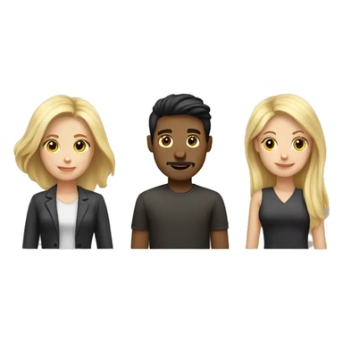 3 people...2 blond woman 1 man with dark hair sticker