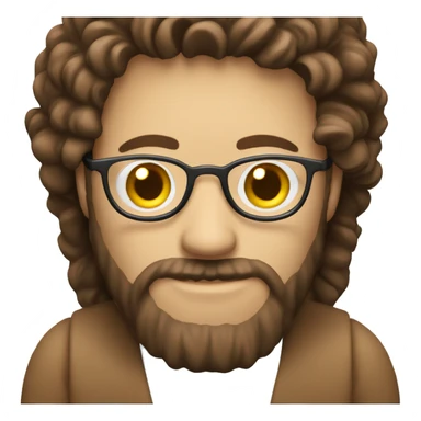 A white man with a beard, brown hair and a macbook, coding sticker