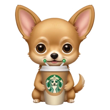 Chihuahua with a Starbucks cup sticker