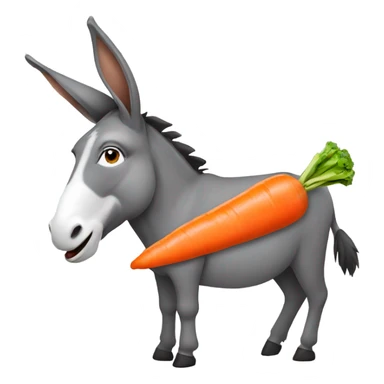 Donkey with a “Diane” sign eating a carrot sticker